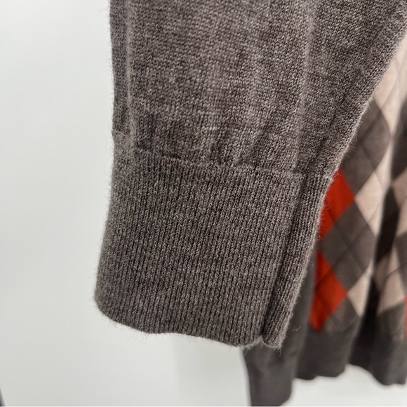 Banana Republic Factory L 100% Merino Wool Argyle V Neck Sweater Y2K - Picture 5 of 9